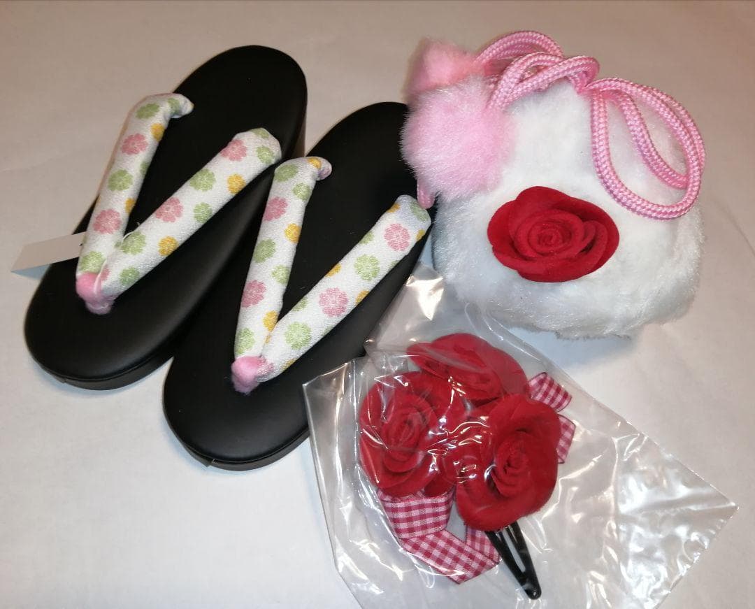 松田聖子ブランド 七五三 3歳.着物.被布.女の子セット巾着 髪飾り 草履付3⑨