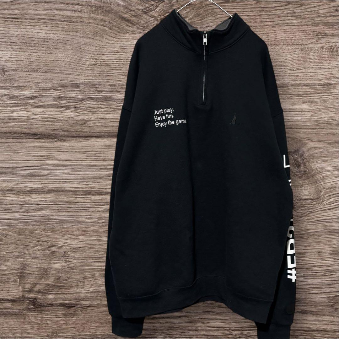 FR2 ゴルフ エフアールツー ハーフジップスウェット ブラック プリント