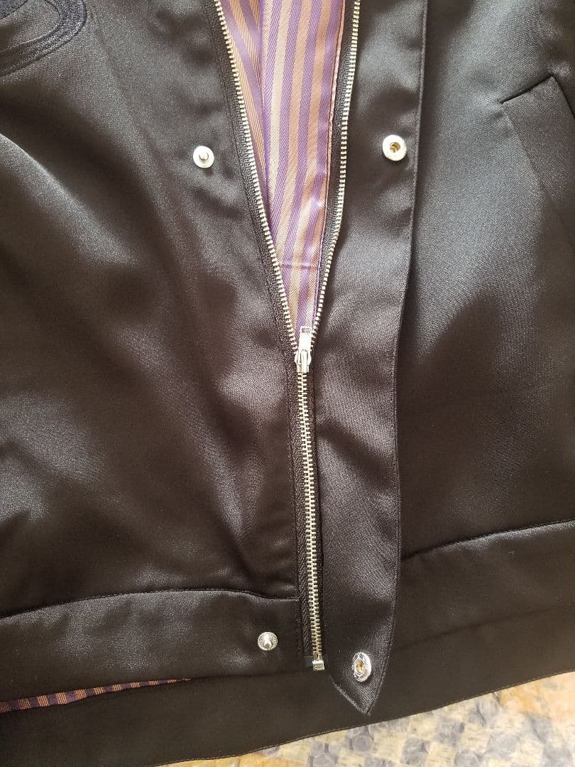 【美品】ふりふ Theatre 刺繍スカジャン ブラック 黒 猫 ねこ