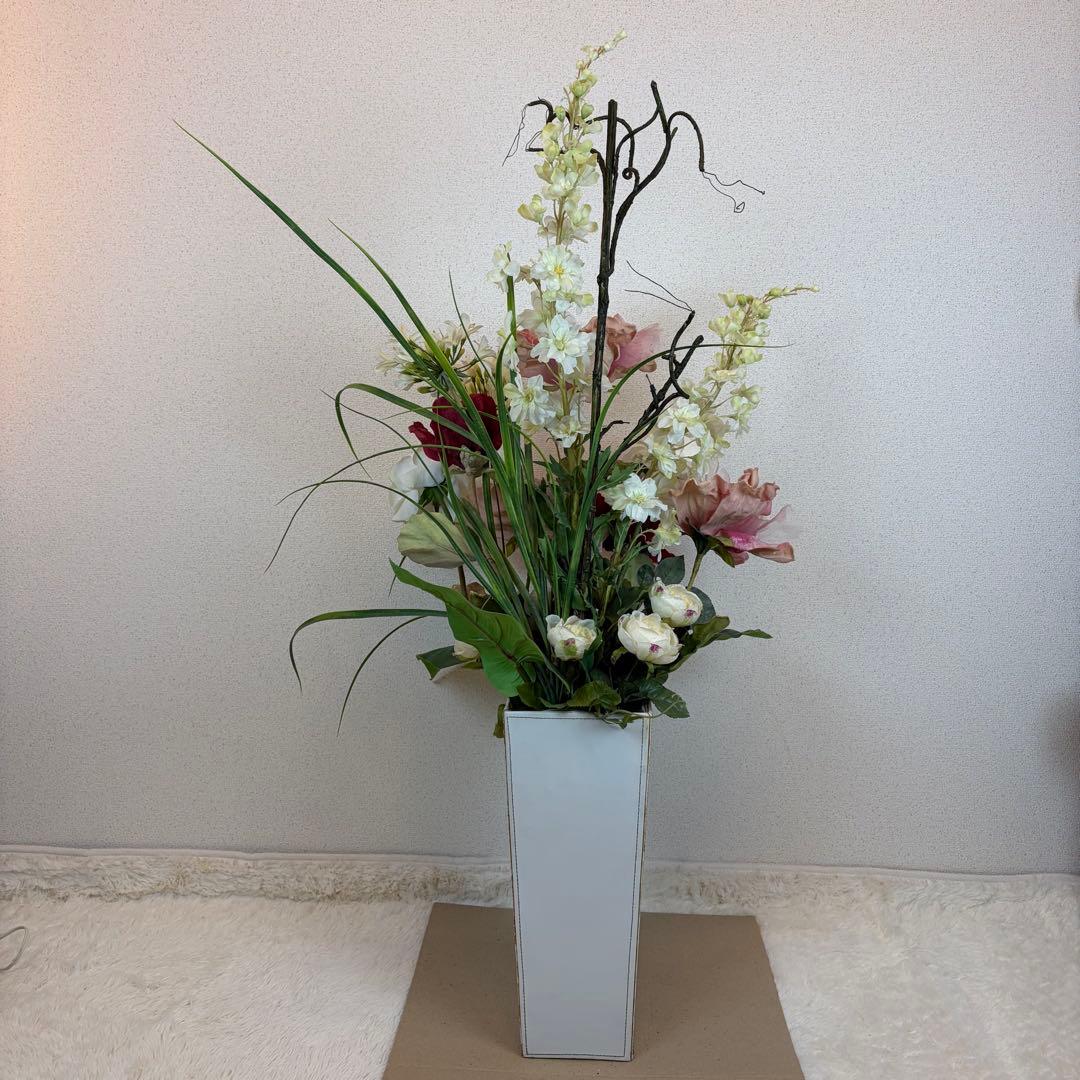 送料無料 造花アレンジメント 大型 アートフラワー スタンド エミリオ ロバ