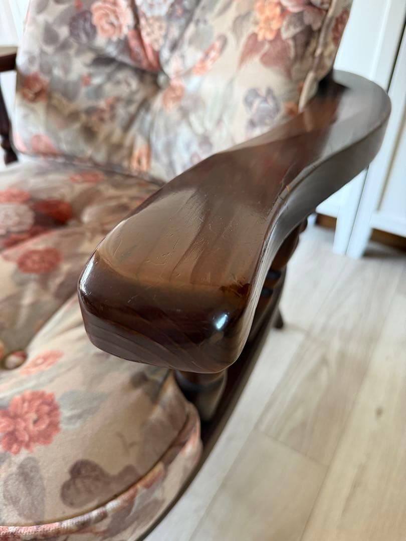 ③飛騨産業 キツツキ フロンティア アーム付きソファチェア カントリー 木製