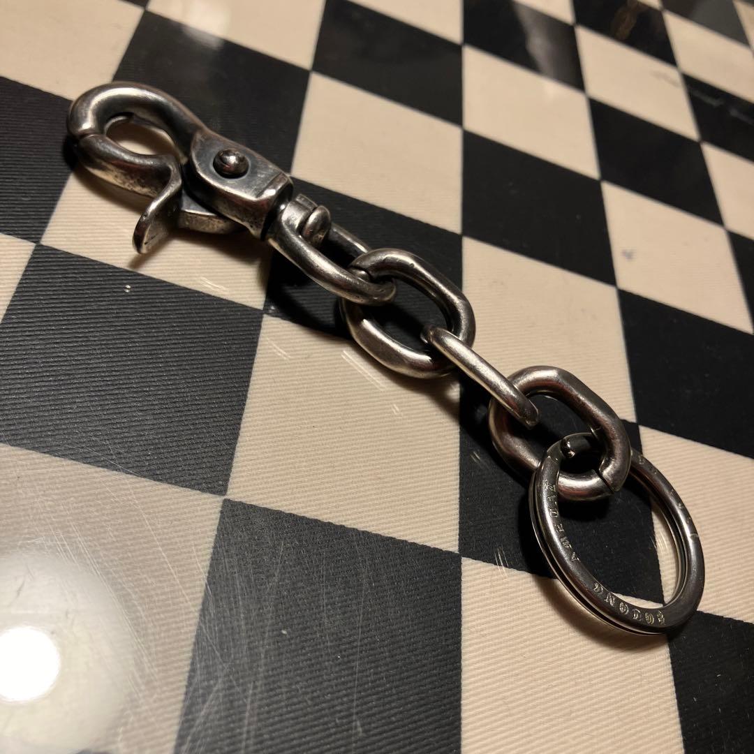 ブラス製　シルバーメッキキーチェーン　新品未使用！刻印入り二重リング付き