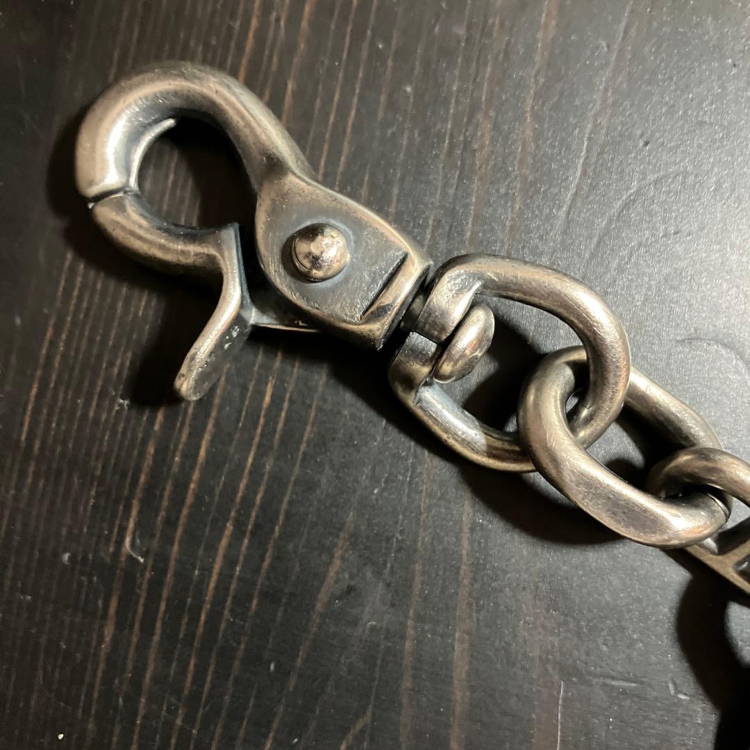 ブラス製　シルバーメッキキーチェーン　新品未使用！刻印入り二重リング付き