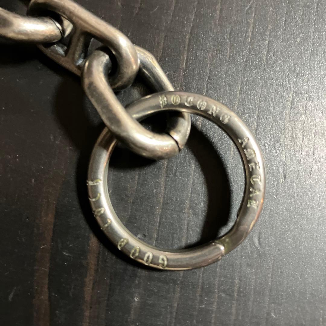 ブラス製　シルバーメッキキーチェーン　新品未使用！刻印入り二重リング付き
