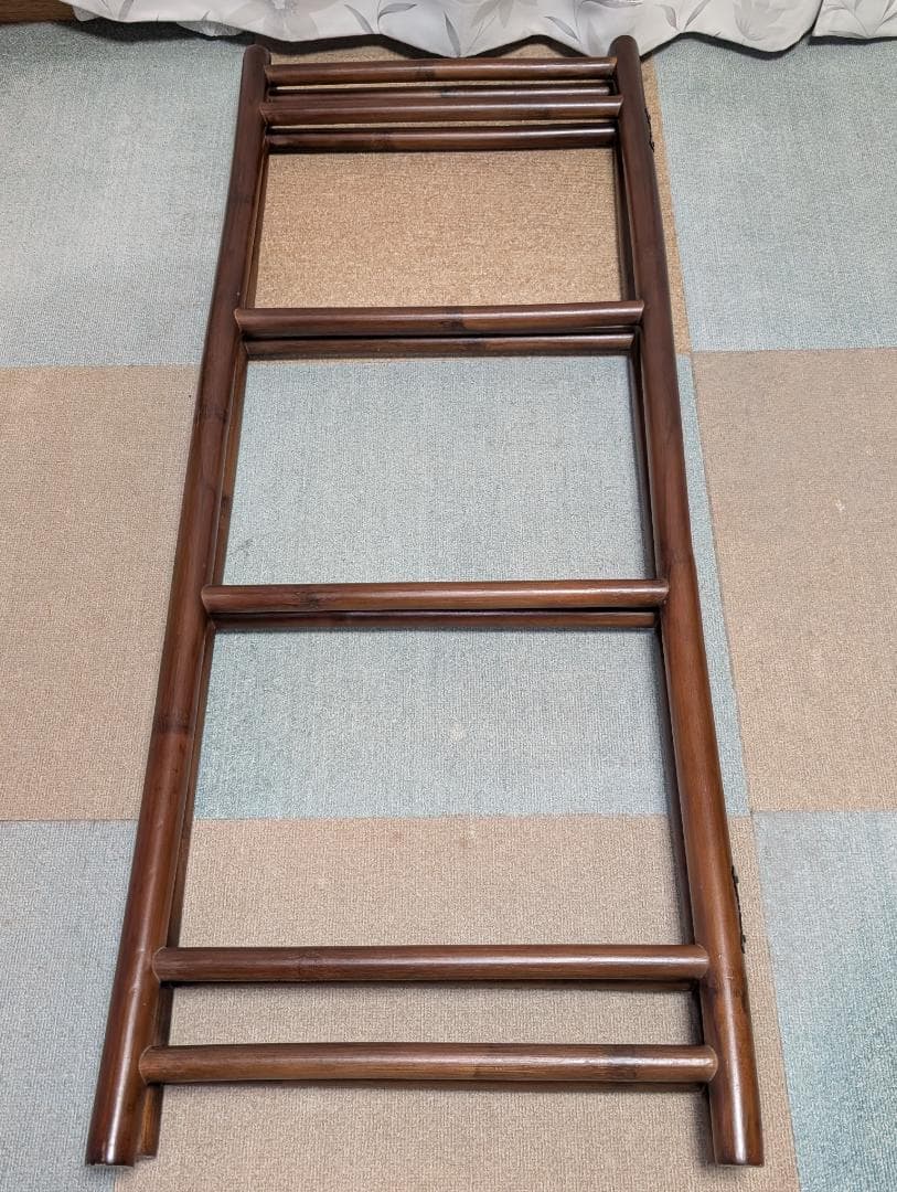 古家具　民芸　竹工芸　三段棚　折り畳み