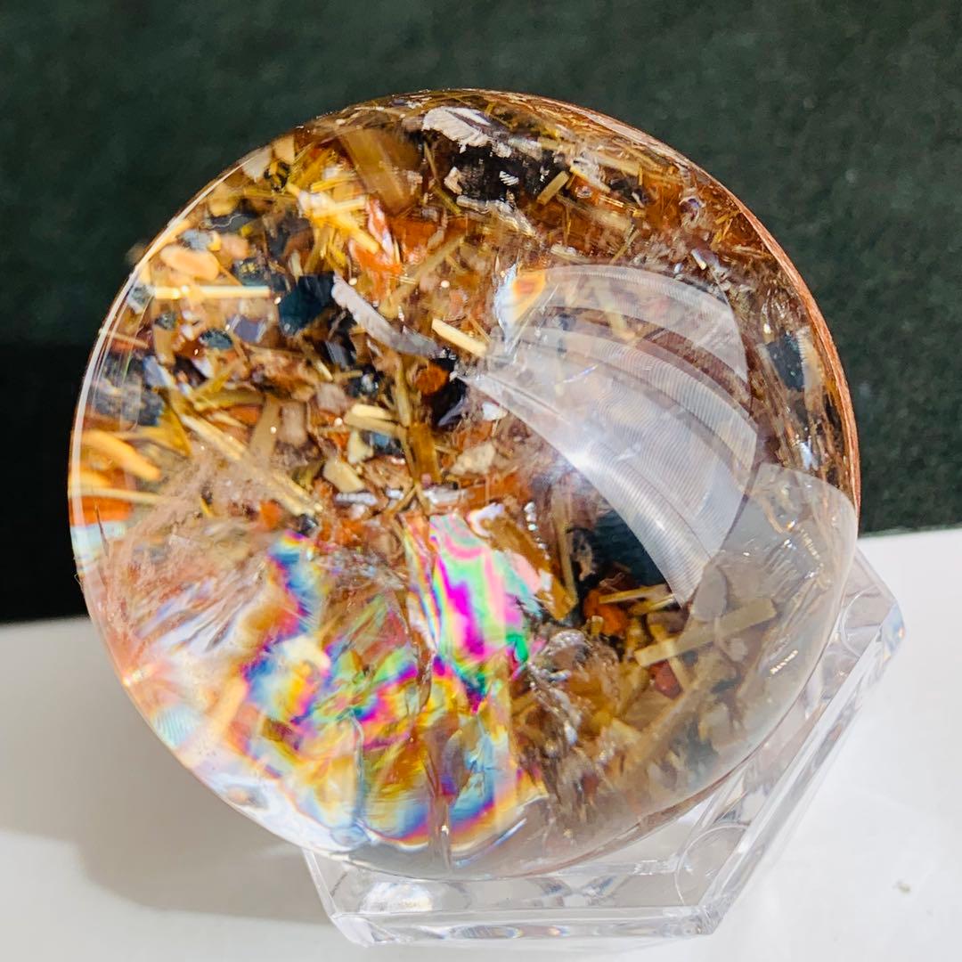 タイチンルチル　パイライト共生　ガーデンクォーツスフィア　46ミリ B7