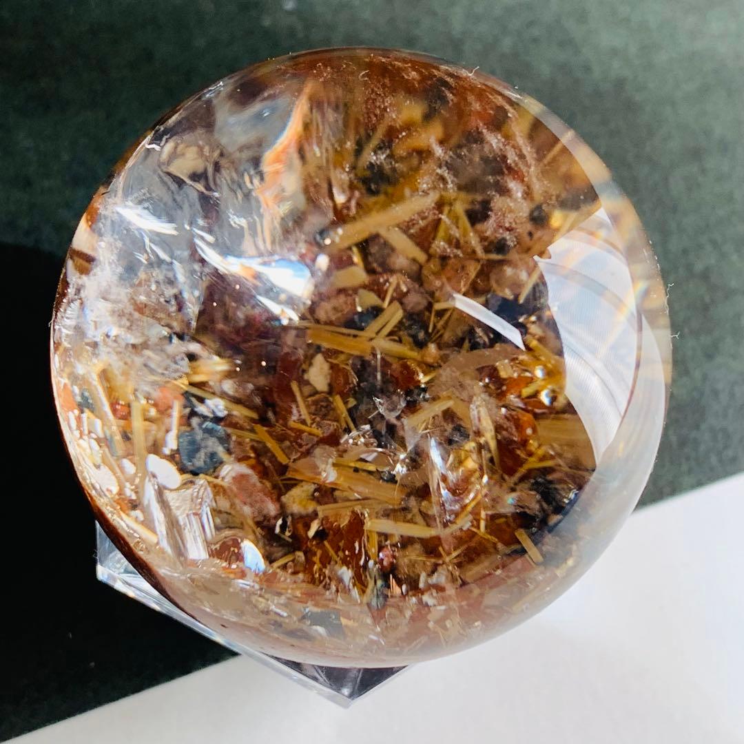 タイチンルチル　パイライト共生　ガーデンクォーツスフィア　46ミリ B7