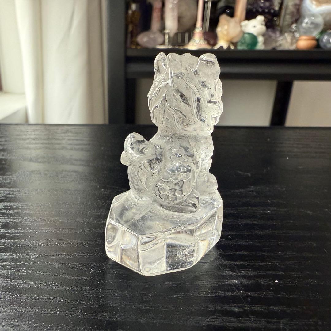 【❣️❣️❣️Aceth】天然石水晶の麒麟　置物　彫物NO.011904