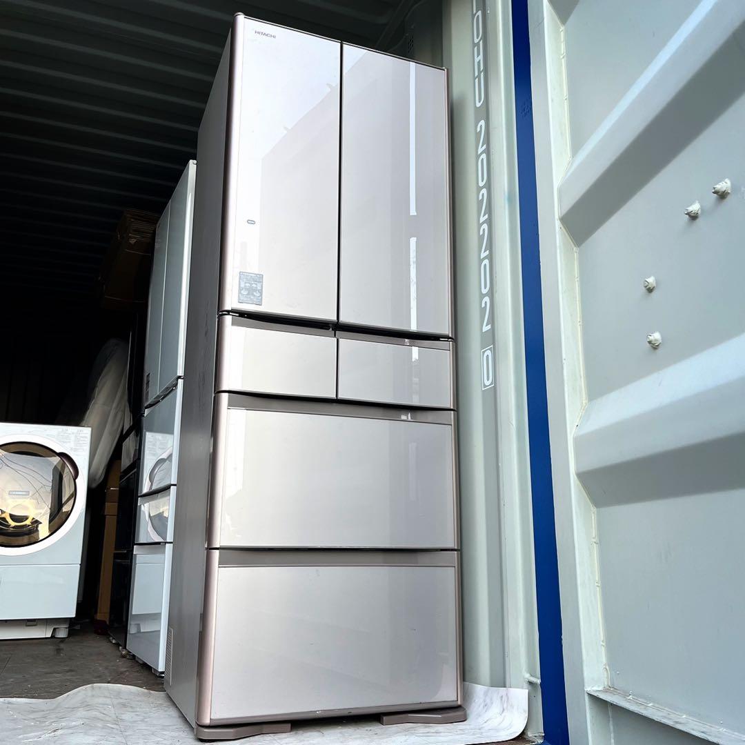 取付無料！完動品！日立真空チルド搭載高性能ピンクゴールド6ドア冷蔵庫！洗濯機