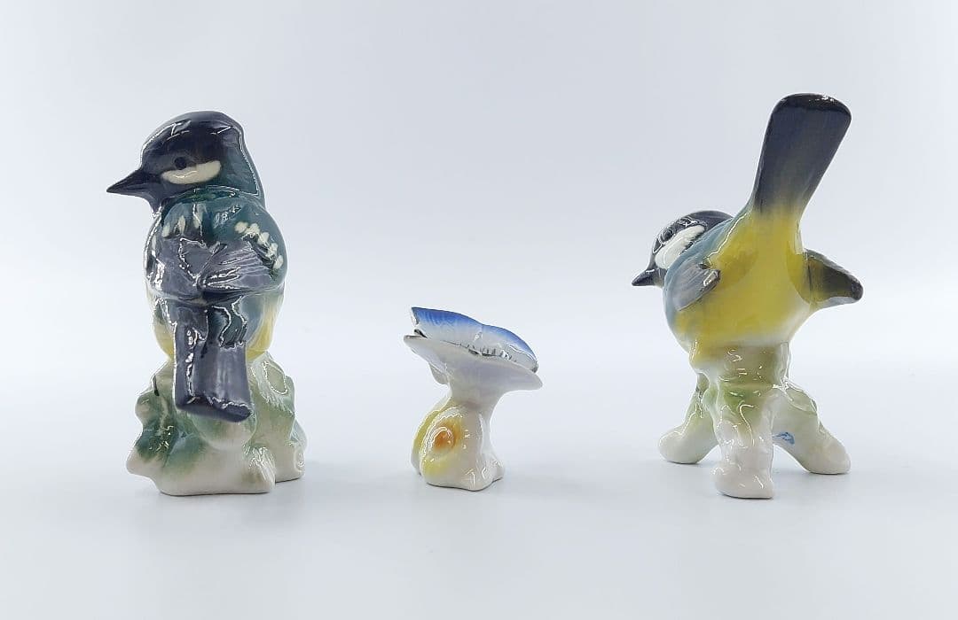Wagner&Apel ワーグナー＆アペル 小鳥とチョウのオブジェ 陶器製 置物