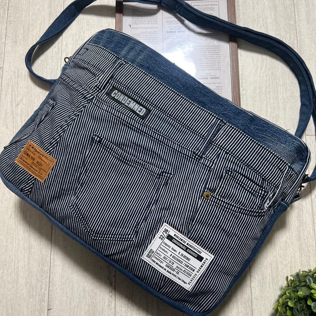 BIGショルダーバッグ　２点　デニムリメイク　ハンドメイド