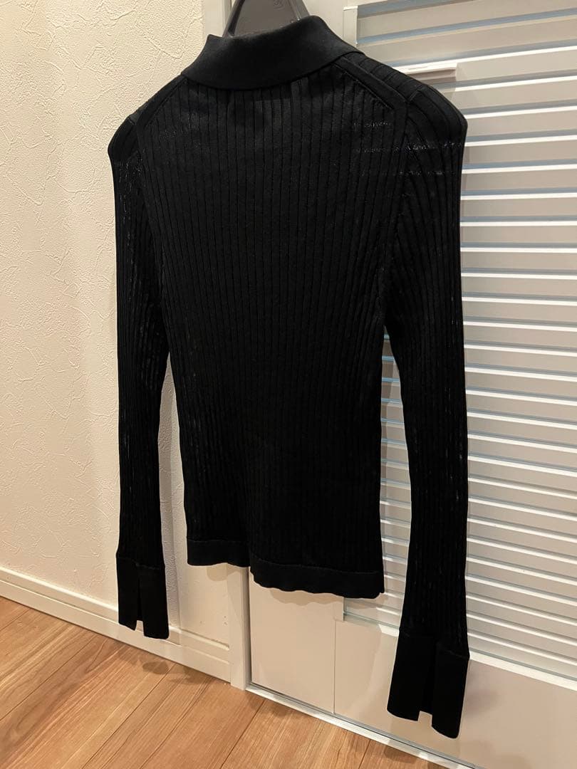 未使用LOUNIE アセテートリブ襟付きリブカーディガン アセテートリブルーニィ