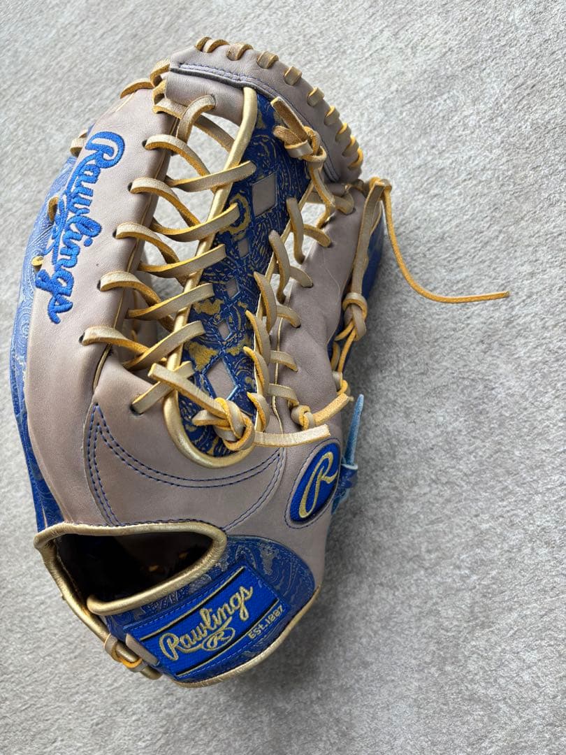 Rawlings 軟式グローブ グレー/青/ゴールド　外野