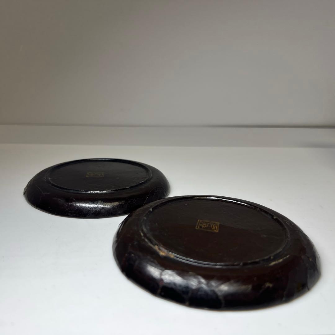 中国明時代　在銘　金彩皿2枚　直径11.7㎝　タサチ　東さ8-0131☆2F