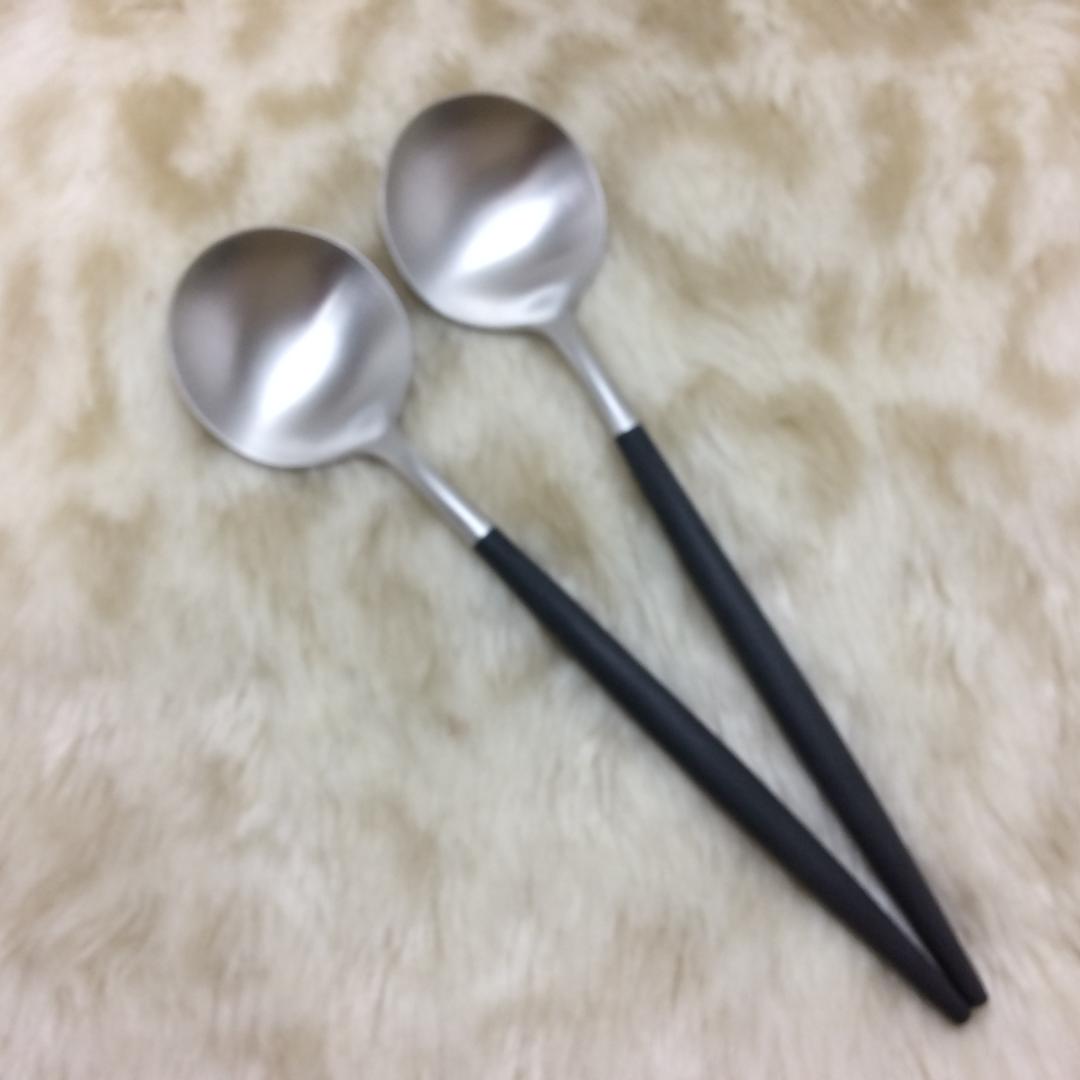数量変更可　クチポール　GOA　ブラック＆シルバー　ディナー＆デザート×各２本