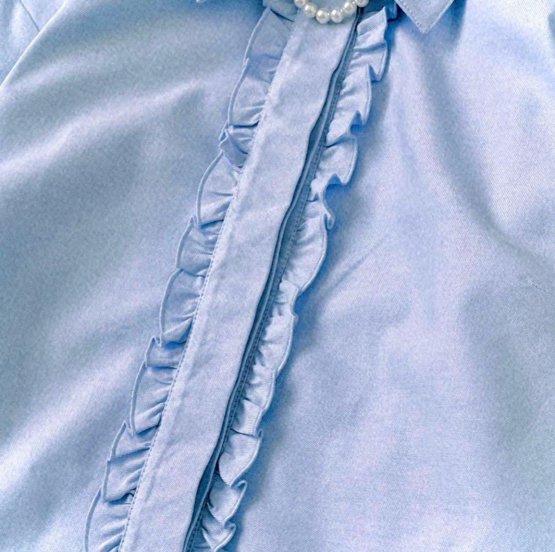 極美品 グッチ GUCCI フロントフリル 比翼仕立て コットンブラウス 長袖