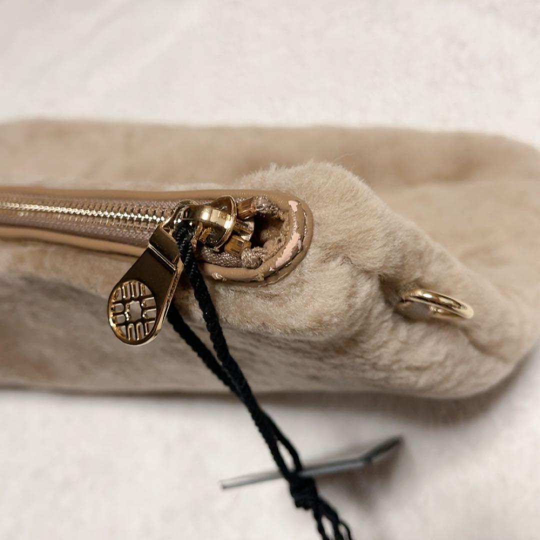 未使用　完売品　ムータ マリン クリアボストンバッグ　ブラウン　ファー　クラッチ