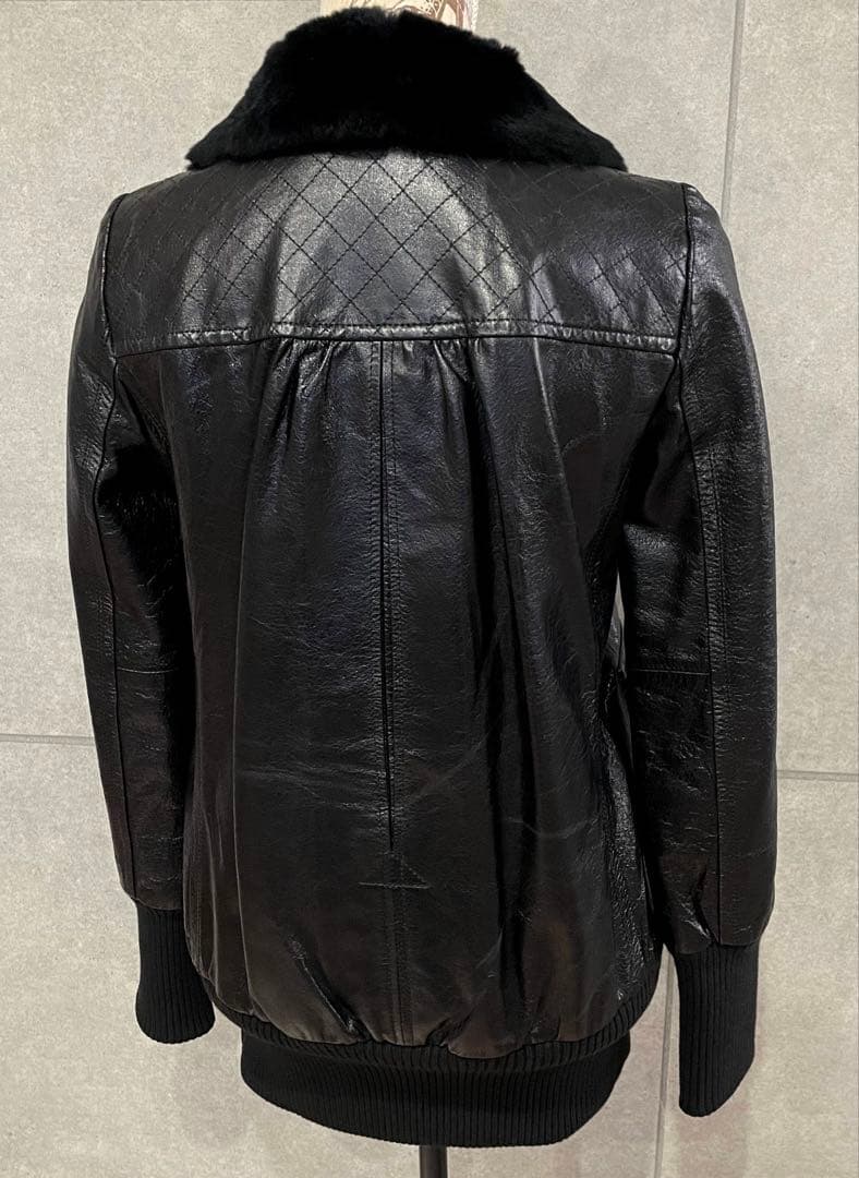 BURBERRY BLUE LABEL ラビットファー レザージャケット M