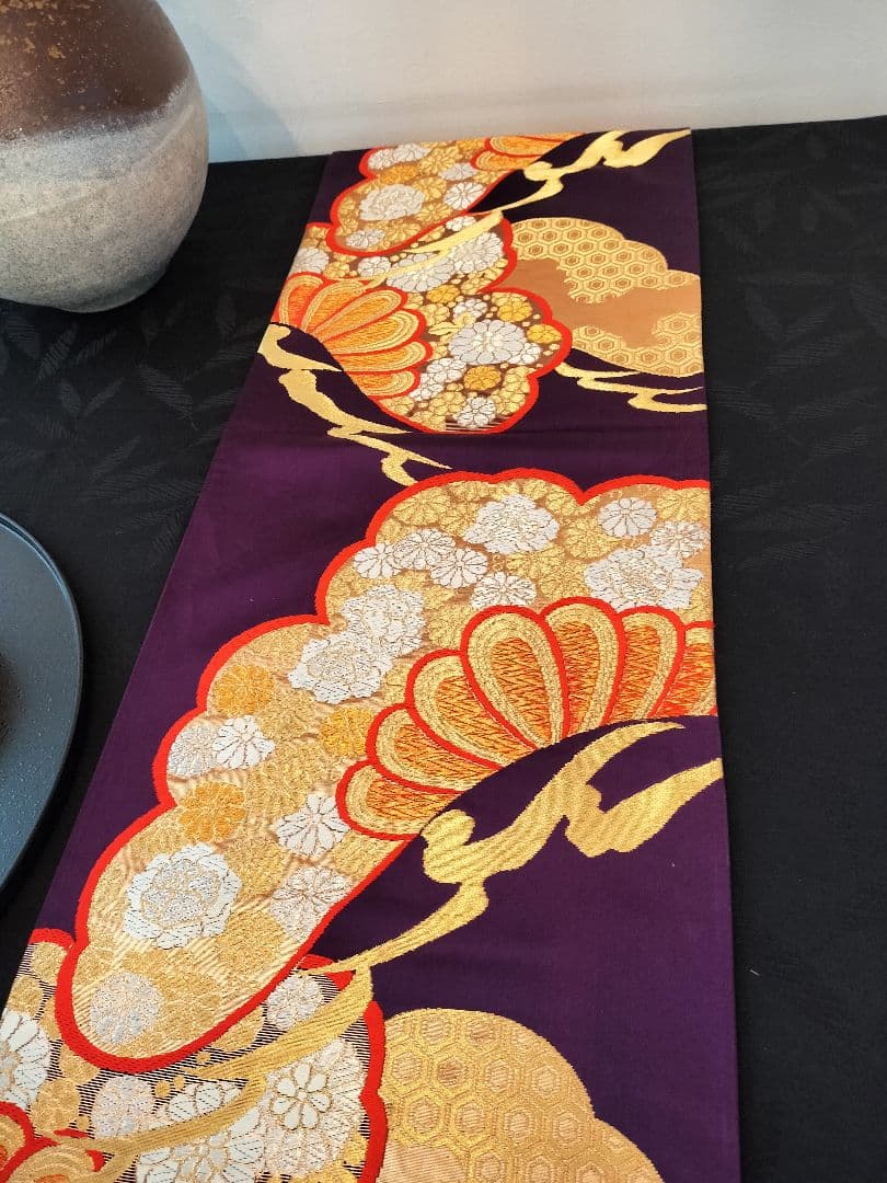 A616★逸品‼️豪華刺繍‼️ひな祭り‼️袋帯正絹テーブルランナー2ｍ2cm