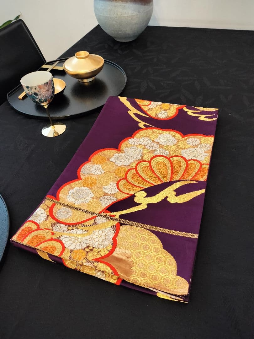 A616★逸品‼️豪華刺繍‼️ひな祭り‼️袋帯正絹テーブルランナー2ｍ2cm