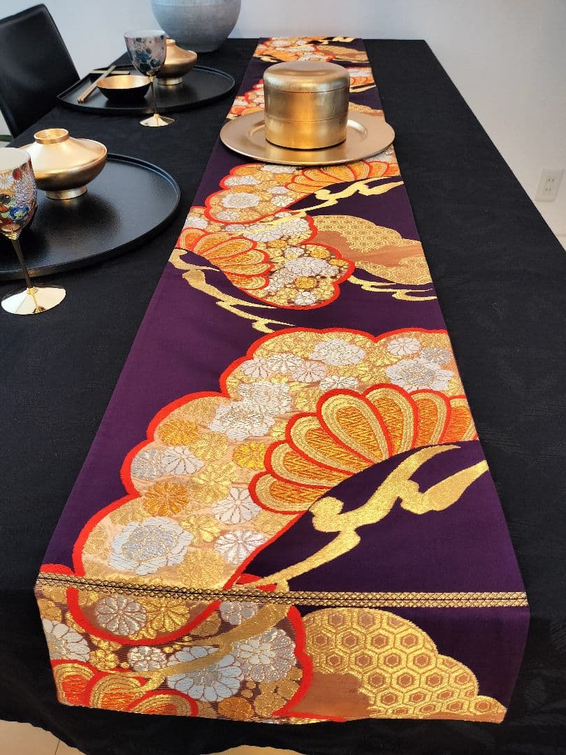 A616★逸品‼️豪華刺繍‼️ひな祭り‼️袋帯正絹テーブルランナー2ｍ2cm