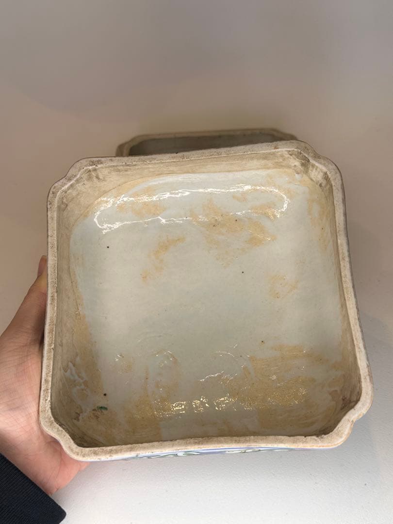 本mercy！中国 明代 大明嘉靖年製 五彩 龍文 蓋盒 四面龍文 骨董品