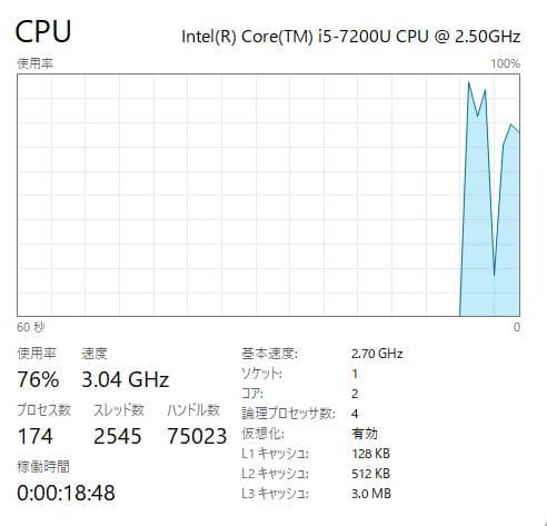 Windowsノート本体 Dynabook R73/H, Core i5, 8GB, 256GB SSD