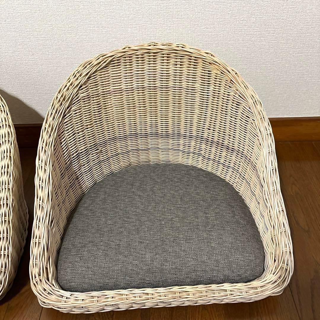 【良品】関家具 フロアチェア 座椅子 ラタン ２脚セット