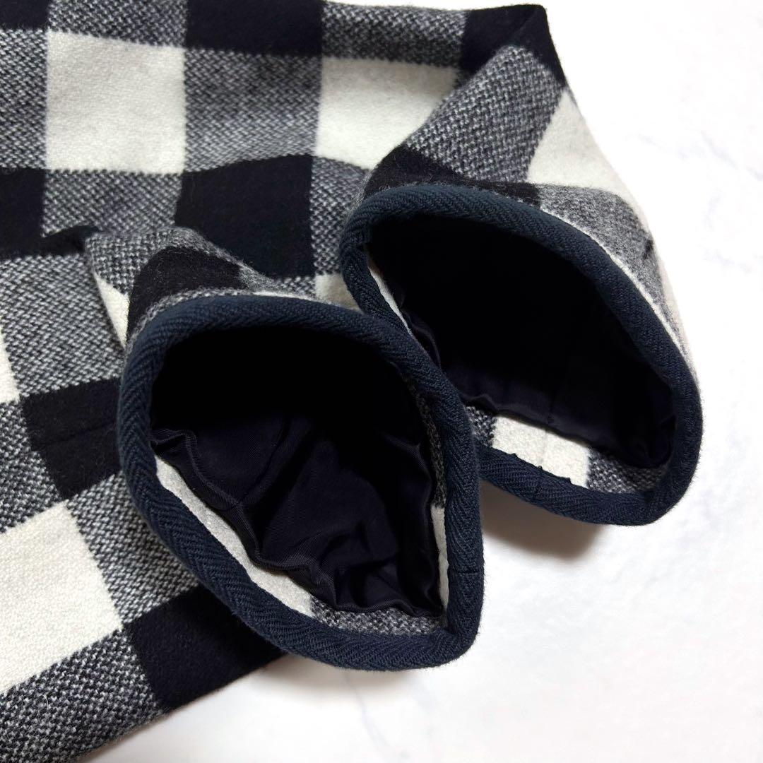 マドモアゼルノンノン ウールチェック ノーカラージャケット ウールコート日本製