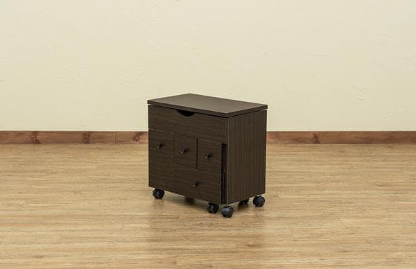 スライド式コスメワゴン　DBR/WH