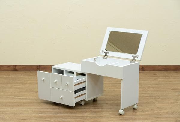 スライド式コスメワゴン　DBR/WH