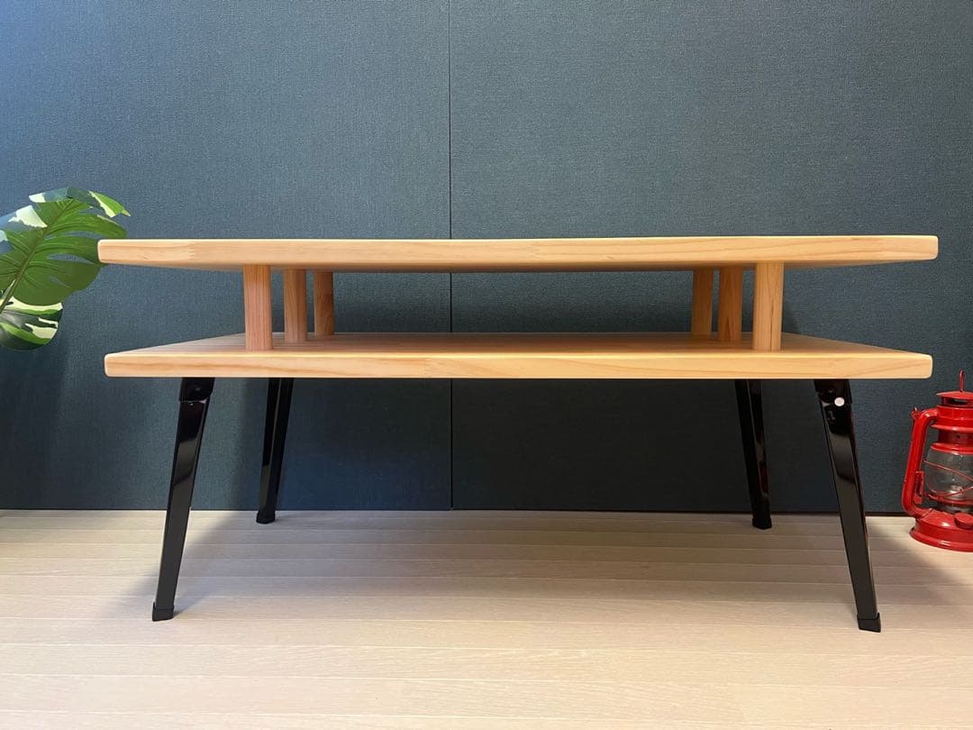 【送料無料】 ローテーブル 長方形 収納付き 90cm パイン 折りたたみ脚