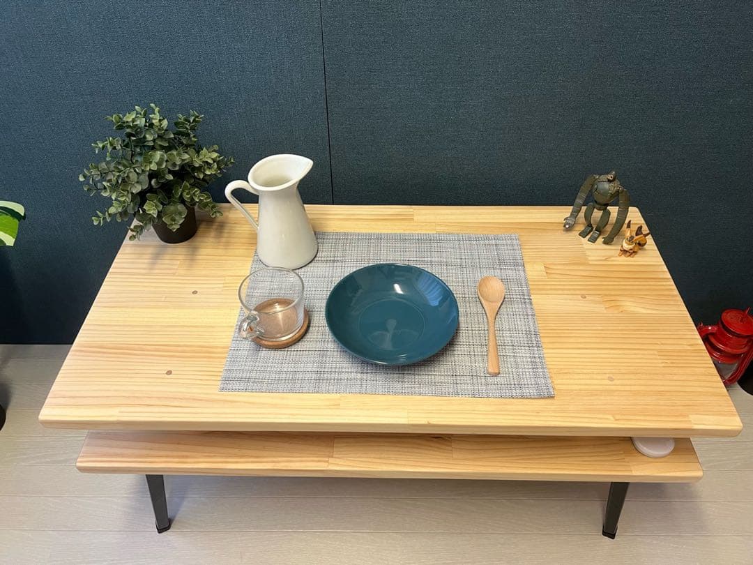 【送料無料】 ローテーブル 長方形 収納付き 90cm パイン 折りたたみ脚