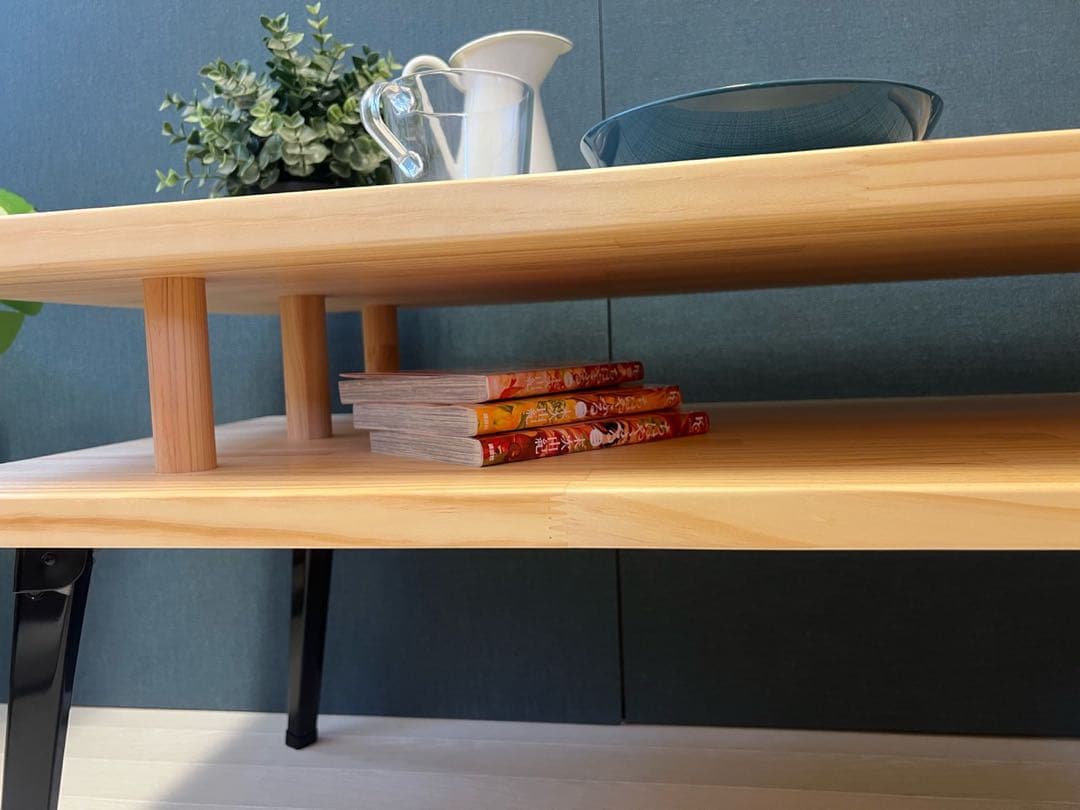 【送料無料】 ローテーブル 長方形 収納付き 90cm パイン 折りたたみ脚