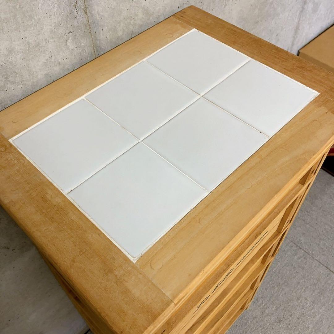 カントリー調 5段引き出し チェスト 天板タイル リメイク DIY