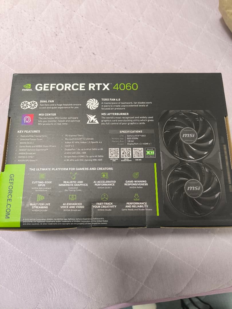 【美品】MSI GeForce RTX 4060 Ventus 2X
