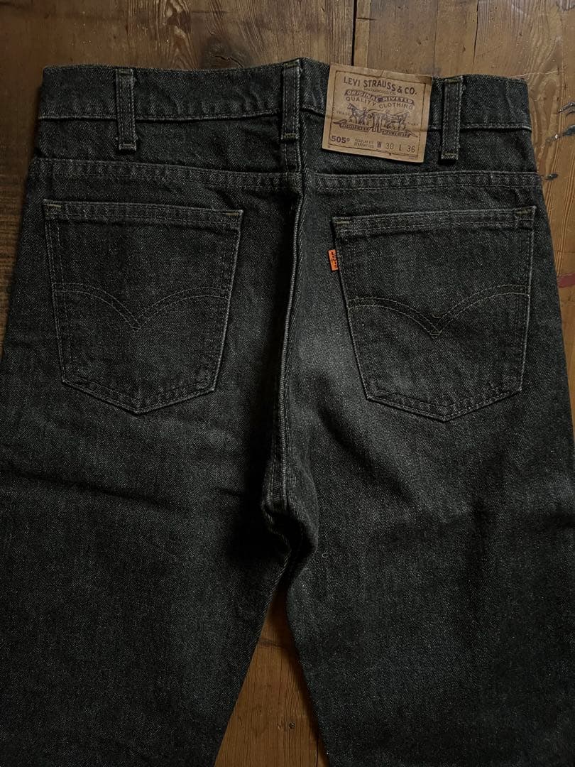 90s levi's 505-0259 先染めブラック　希少鬼ヒゲ　ハチノス