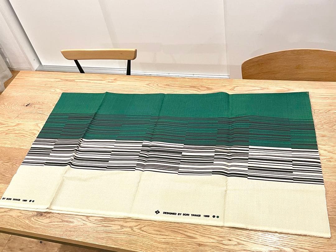 【希少】柳宗理 デザイン ファブリック 生地 グリーン 約110×100