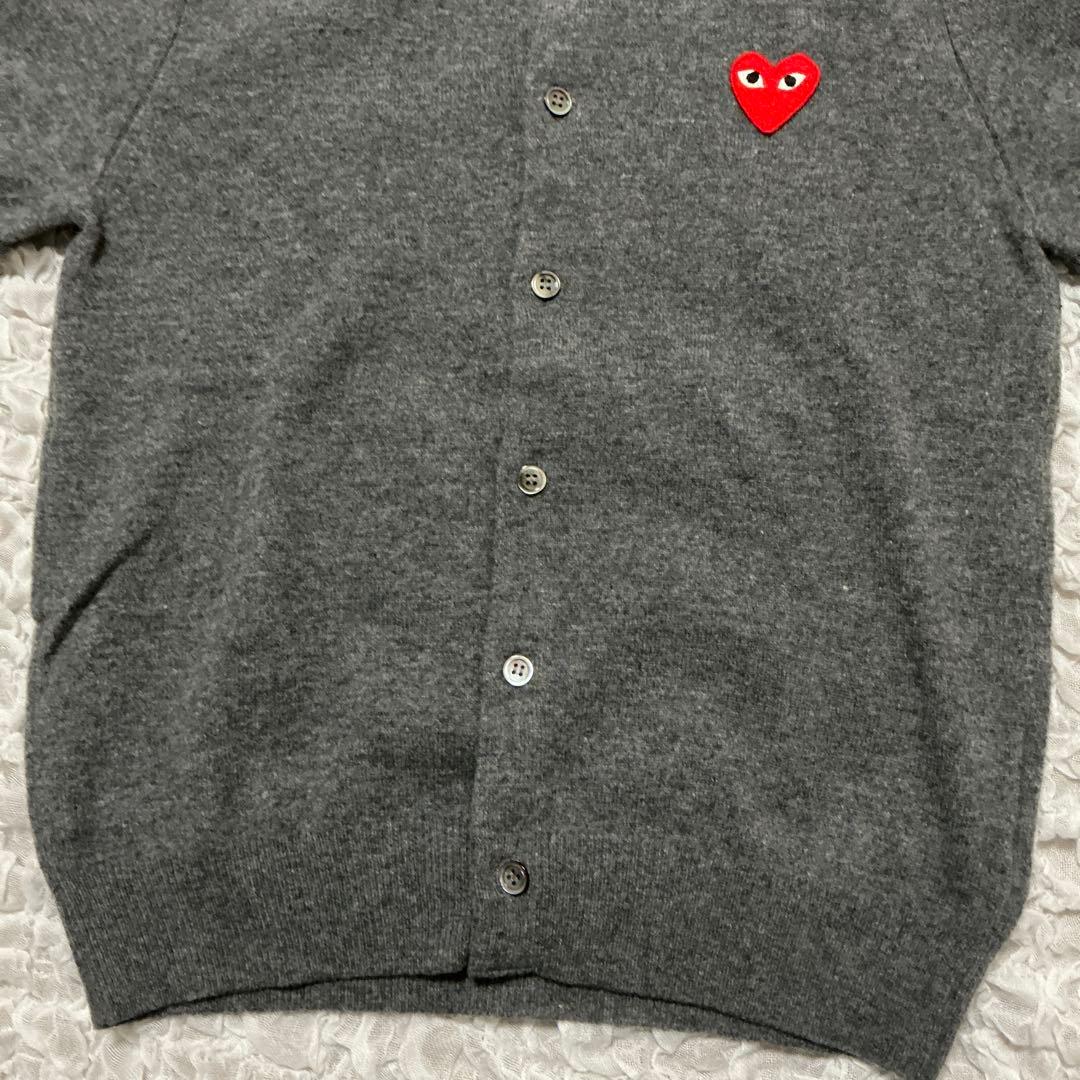 プレイコムデギャルソン　ニットカーディガン　クルーネック　チャコールグレー　M