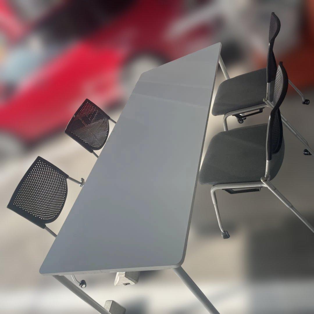 ホワイト長方形テーブルと椅子セット