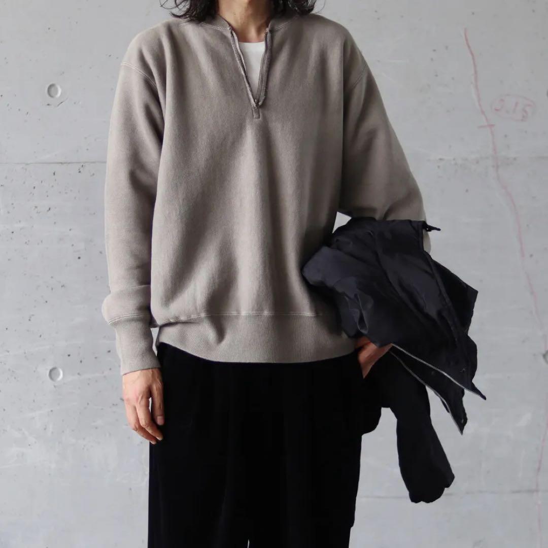 トップス A.PRESSE / Vintage Half Zip Rib Collar