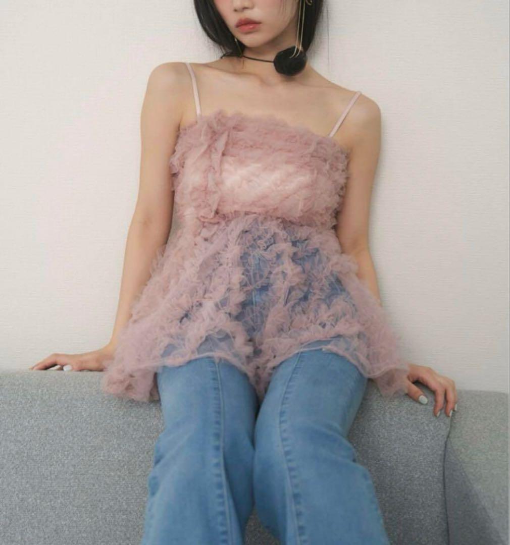 スナイデル❤︎チュール刺繍ベアペプラムトップス　ピンク