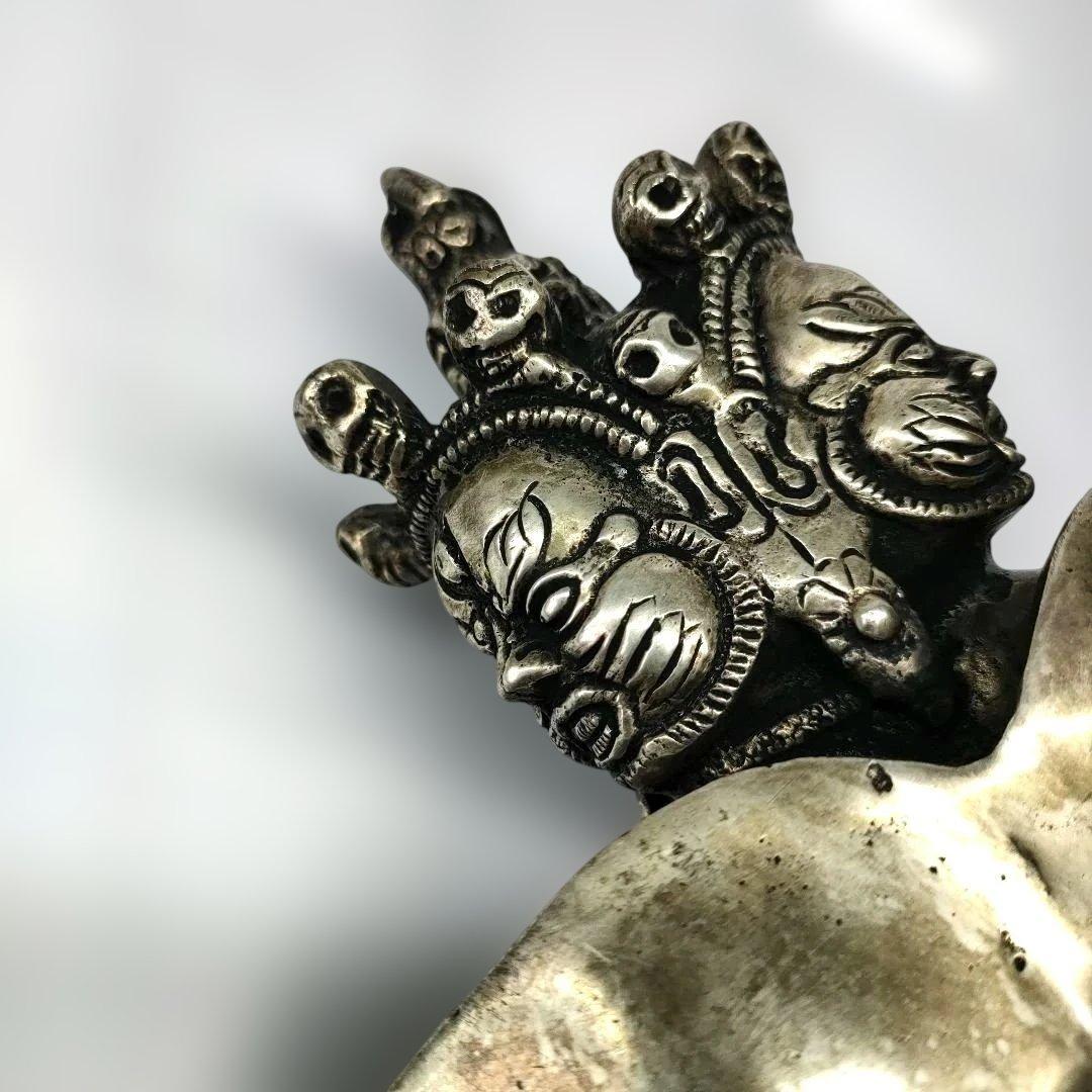 チベット密教法具 マハーカーラ 三面大黒天 プルパ 金剛杭 忿怒尊 真鍮像