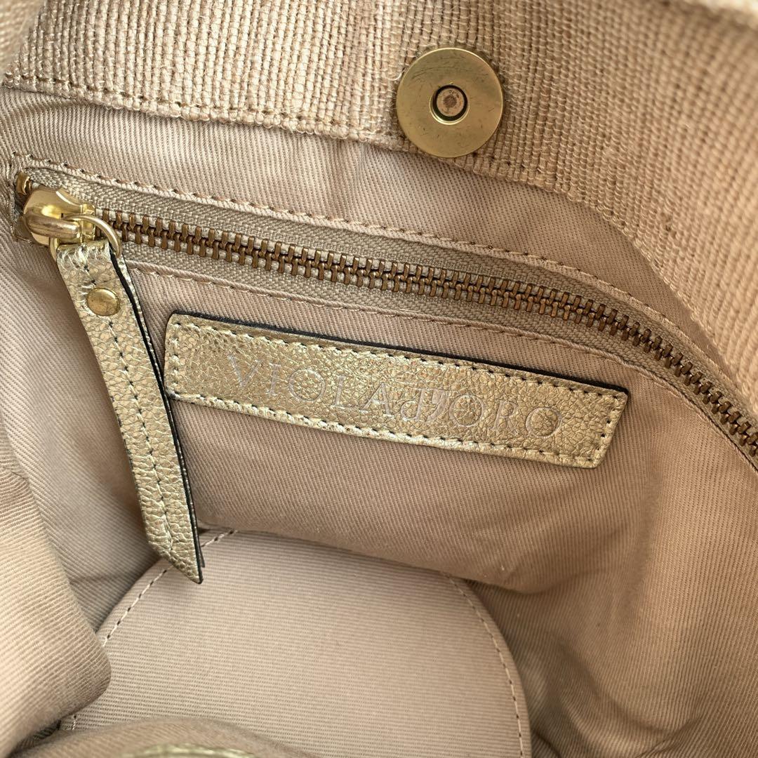 VIOLA d'ORO かごバッグ ラフィア 2way テープハンドル タッセル