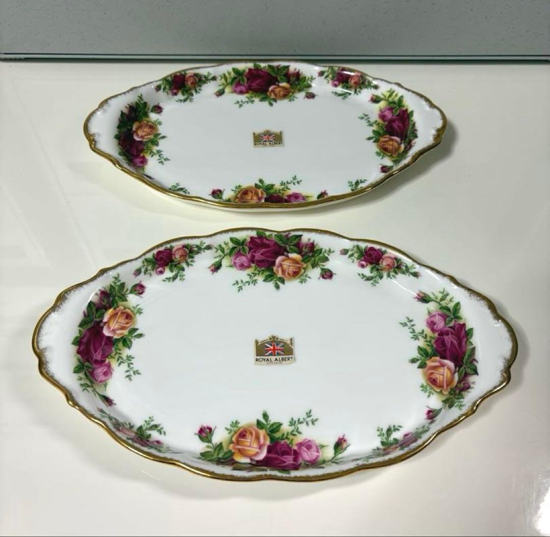 ビンテージ❤︎ロイヤルアルバート❤︎オールドカントリーローズ❤︎薔薇柄❤︎楕円形皿❤︎2枚