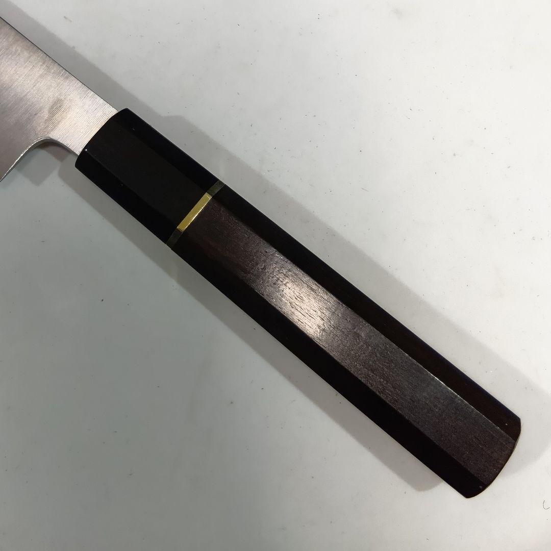 ステン本焼V金10号切付柳刃包丁33cm黒水牛黒檀八角柄