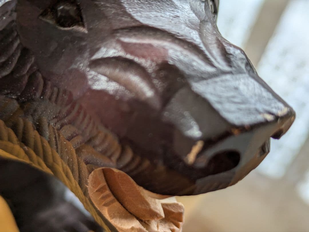 5#.昭和レトロ　熊の置き物　堀井作　木彫り民芸品