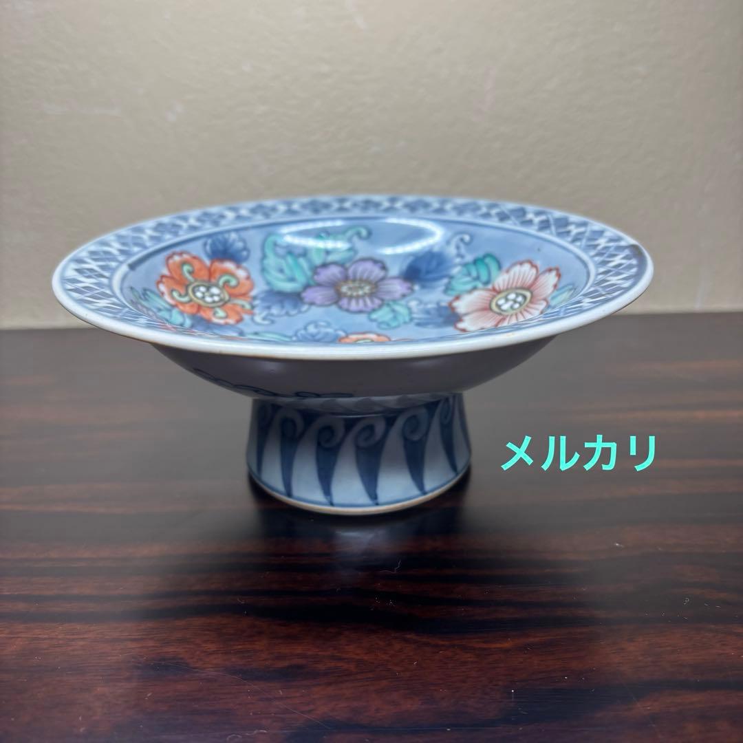 佐藤走波　染錦花文　高台皿　1客