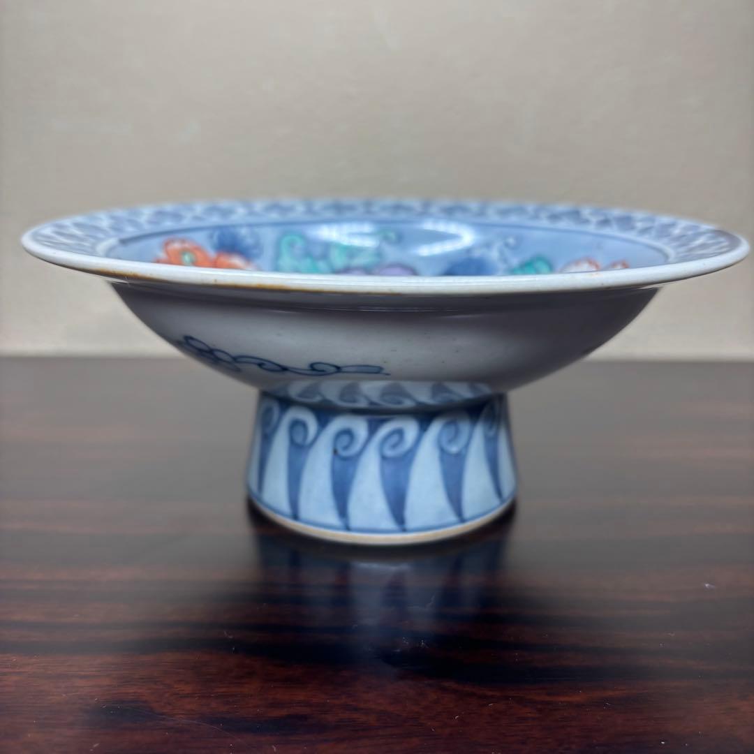 佐藤走波　染錦花文　高台皿　1客