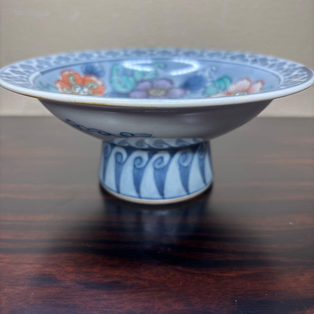 佐藤走波　染錦花文　高台皿　1客